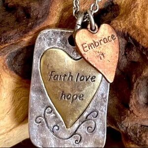 Faith, Hope, Love Tri-color Necklace Earring Set